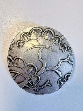 Gorgeous Round Iron Ginkgo Brooch Stamped & Number Wendell August Forge